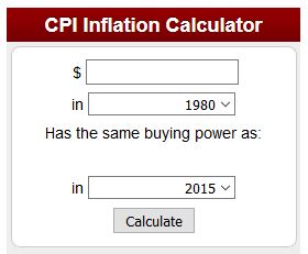US Bureau of Labor Statistics Inflation calculator